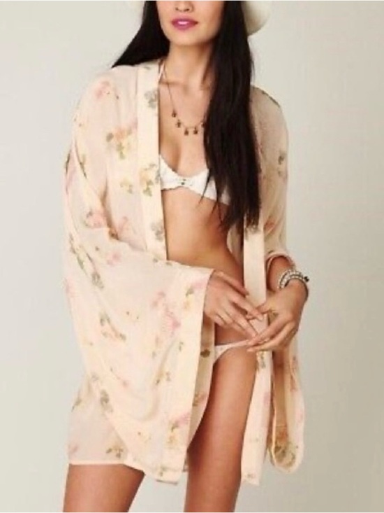 One Teaspoon Other - One Teaspoon Floral Silk Coverup Kimono Resort Festival Boho Rodeo Drapey